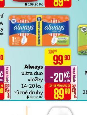Teta Always dámské vložky nabídka