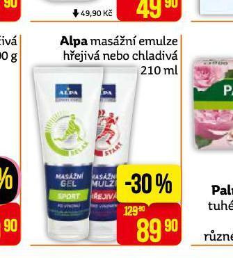 Alpa masážní emulze hřejivá nebo chladivá