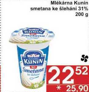 Jip Mlékárna kunin smetana ke šlehání 31%, 200 g nabídka