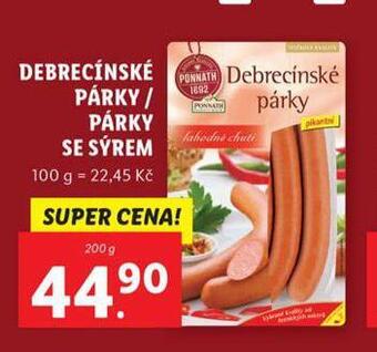 Lidl Debrecínské párky nabídka