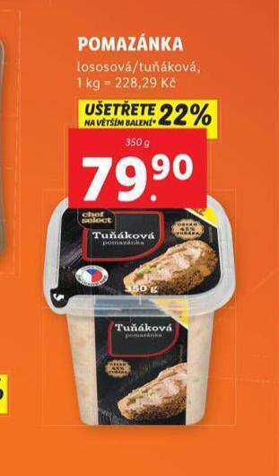 Lidl Pomazánka lososová / tuňáková nabídka