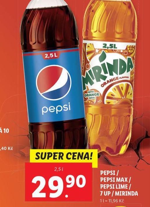 Pepsi / pepsi max / pepsi lime / 7 up / mirinda nabídky v Lidl