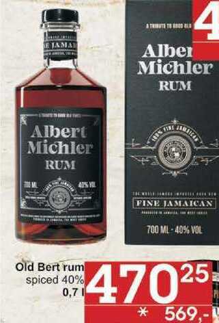 Jip Old bert rum spiced 40%, 0,7 l nabídka