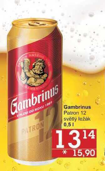 Jip Gambrinus patron 12 světlý ležák, 0,5 l nabídka