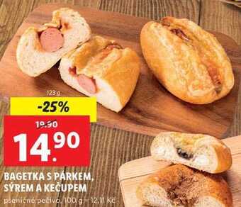 Lidl Bagetka s párkem, sýrem a kečupem, 123 g nabídka
