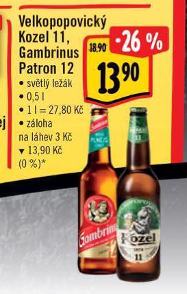 Albert Pivo velkopopovický kozel nabídka