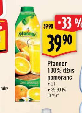 Albert Pfanner 100% džus nabídka