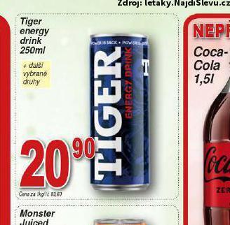 Hruška Tiger energy drink nabídka