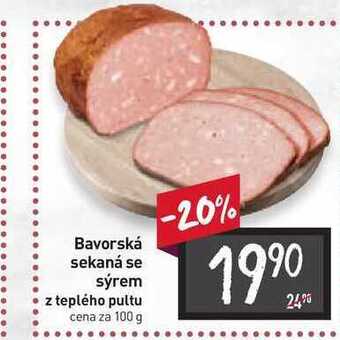 Billa Bavorská sekaná se sýrem z teplého pultu cena za 100 g nabídka