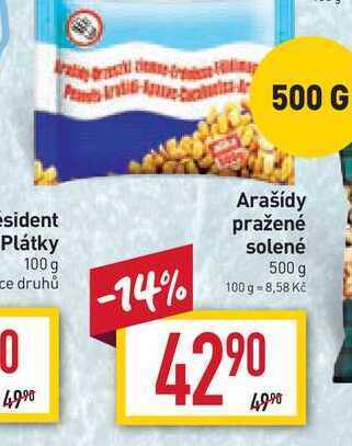 Billa Arašídy pražené solené 500 g nabídka