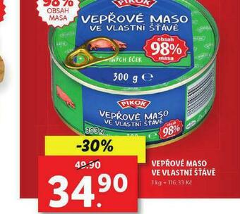 Lidl Vepřové maso ve vlastní šťávě nabídka