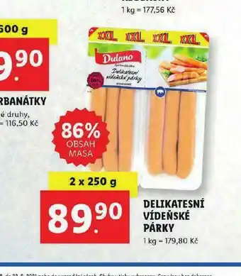 Lidl Delikatsní vídeňské párky nabídka