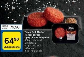 Tesco Tesco grill master hovězí burger s papričkou jalapeňo nabídka