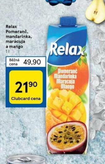 Tesco Relax pomeranč, mandarinka, maracuja a mango nabídka