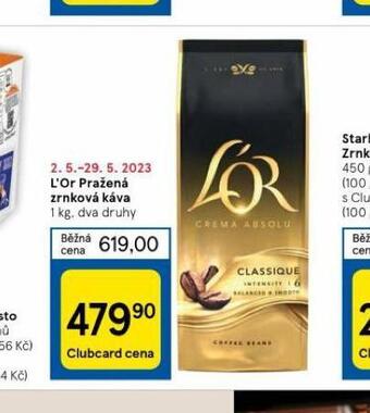 Tesco L´or pražená zrnková káva nabídka