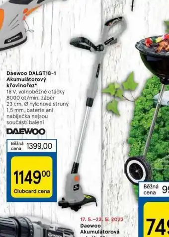 Tesco Daewoo akumulátorový křovinořez nabídka