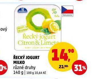 Penny Market Řecký jogurt milko nabídka