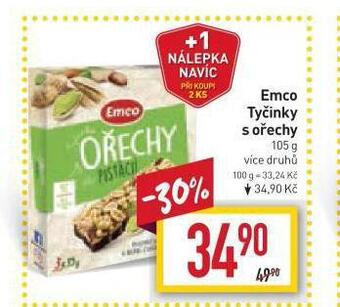 Billa Emco tyčinky s ořechy nabídka