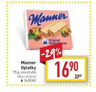 Billa Manner oplatky nabídka