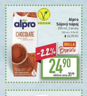 Billa Alpro sójový nápoj nabídka