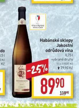 Billa Habánské sklepy nabídka