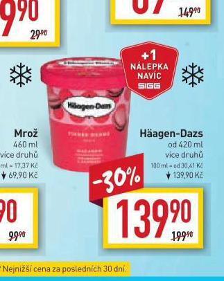Billa Haagen-dazs zmrzlina nabídka
