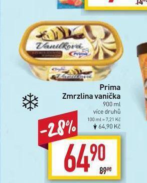 Billa Prima zmrzlina nabídka