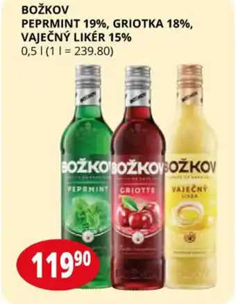Flop BOŽKOV PEPRMINT 19%, GRIOTKA 18%, VAJEČNÝ LIKÉR 15% 0,5l nabídka