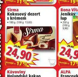 Norma Sirma kokosový dezert s krémem nabídka