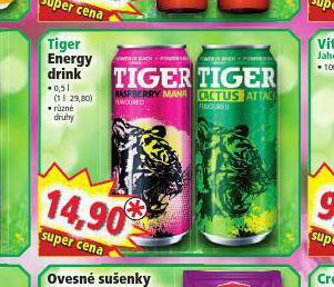 Norma Tiger energy drink nabídka