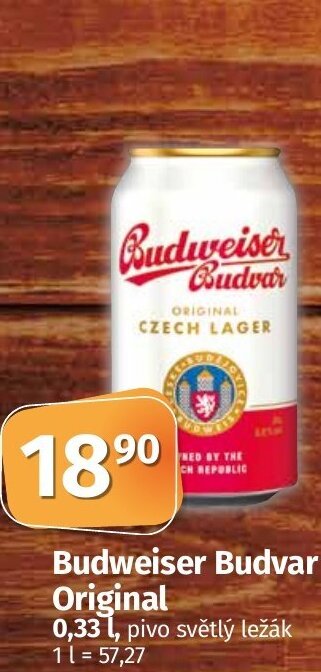 COOP TIP Budweiser Budvar Original 0,33l nabídka