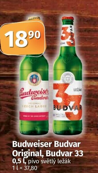 COOP TIP Budweiser Budvar Original, Budvar 33 0,5 l nabídka