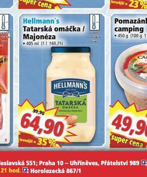 Norma Hellmann´s tatarská omáčka, majonéza nabídka