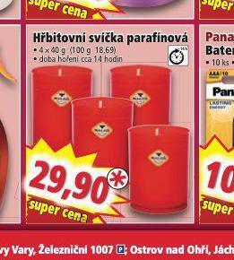 Norma Hřbitovní svíčka parafínová nabídka