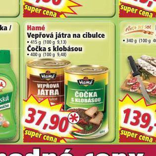 Norma Hamé vepřová játra na cibulce nabídka