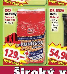 Norma Xox arašídy solené / nesolené nabídka
