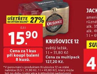 Lidl Pivo krušovice 12 královský ležák nabídka