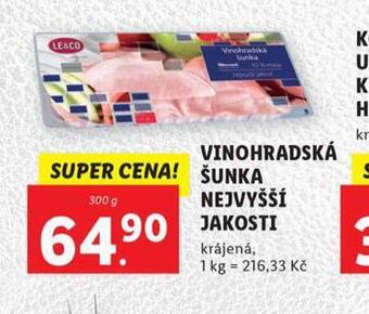 Lidl Vinohradská šunka nejvyšší jakosti nabídka