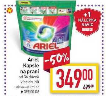 Billa Ariel kapsle na praní od 36 dávek nabídka