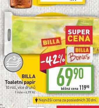 Billa Billa toaletní papír 10 rolí nabídka