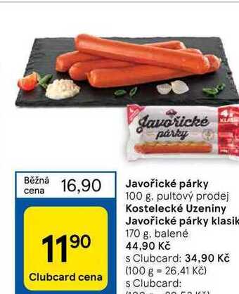 Tesco Javořické párky klasik 170 g nabídka