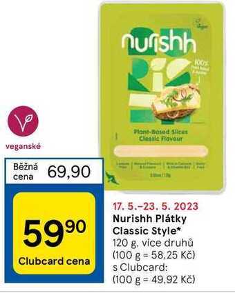 Tesco Nurishh plátky classic style 120 g nabídka