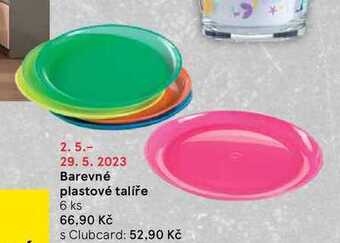 Tesco Barevné plastové talíře 6 ks nabídka