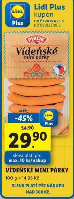 Lidl Vídeňské mini párky, 200 g nabídka