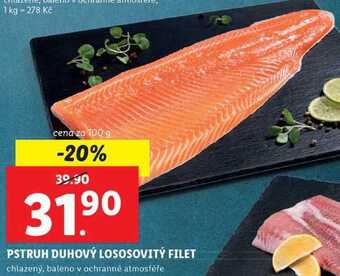 Lidl Pstruh duhový lososovitý filet, cena za 100 g nabídka