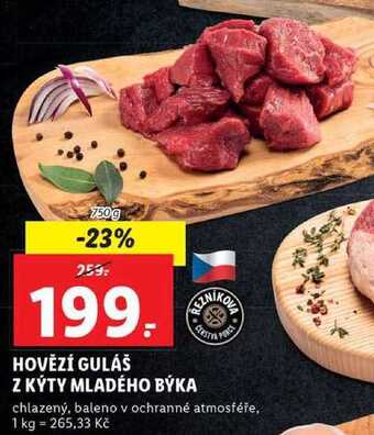 Lidl Hovězí guláš z kýty mladého býka, 750 g nabídka