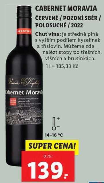 Lidl Cabernet moravia, 0,75 l nabídka