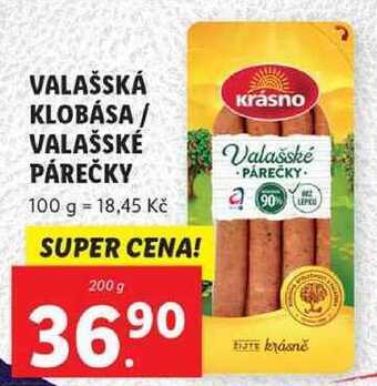 Lidl Valašská klobása / valašské párečky, 200 g nabídka