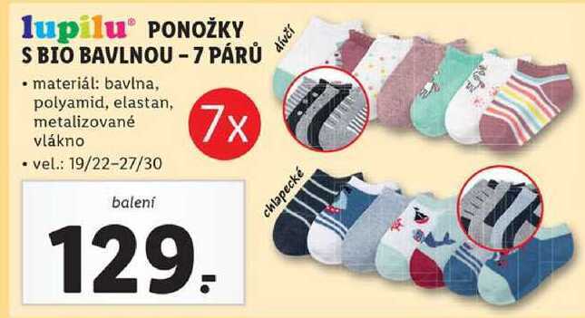 Lidl Ponožky s bio bavlnou - 7 párů nabídka