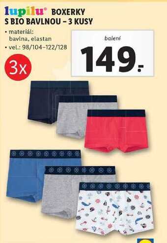Lidl Boxerky s bio bavlnou - 3 kusy nabídka